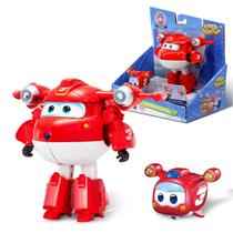 Pacote com 2 unidades Toy Super Wings 5 Transforming Supercharged Jett e Super Pet Jett