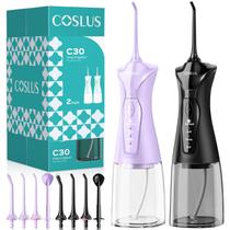 Pacote com 2 unidades Water Flosser COSLUS para dentes com 3 modos e 8 níveis Pacote com 2 unidades Water Flosser COSLUS para dentes com 3 modos e 8 níveis