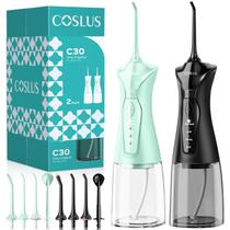 Pacote com 2 unidades Water Flosser COSLUS para dentes com 3 modos e 8 níveis Pacote com 2 unidades Water Flosser COSLUS para dentes com 3 modos e 8 níveis