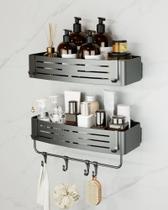 Pacote com 2 ventosas Shower Caddy Onemake com ganchos cinza