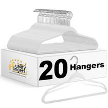 Pacote com 20 cabides de plástico branco de qualidade Não são de veludo para roupas Conjunto de cabides pesados Cabides de armário que economizam espaço com gancho cromado, cabides não flocados, branco creme