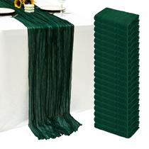 Pacote com 20 corredores de mesa de gaze verde esmeralda Seveups 55 x 300 cm Pacote com 20 corredores de mesa de gaze verde esmeralda Seveups 55 x 300 cm