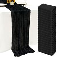 Pacote com 20 corredores de mesa Seveups Black Cheesecloth 55x300 cm Pacote com 20 corredores de mesa Seveups Black Cheesecloth 55x300 cm