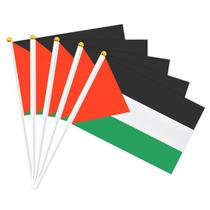 Pacote com 20 Flag Stick Palestine, 21 x 14 cm, ondulação portátil