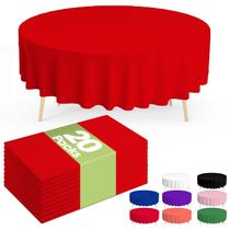 Pacote com 20 toalhas de mesa de plástico redondas Pureegg, 213 cm, vermelhas