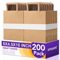 Pacote com 200 sacos de papel kraft marrom XPCARE 20x11x25 cm