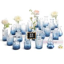 Pacote com 22 vasos de vidro azul Ruckae para decoração de casamento