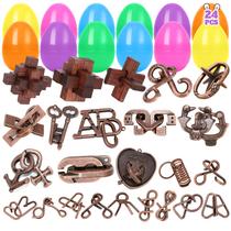 Pacote com 24 enchimentos de ovos de Páscoa com quebra-cabeças para adolescentes