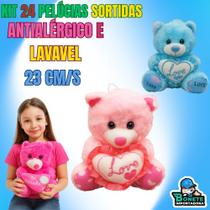 Pacote com 24 Ursos Love 23 cm Sortidos Pelúcia Macia e Acabamento Premium Pacote com 24 Ursos Love 23 cm Sortidos Pelúcia Macia e Acabamento Premium