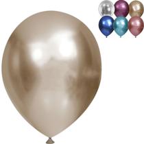 Pacote Com 25 Balões Bexiga Cromado, Balões 5 Polegadas, Balão Metalizado Brilhante - Balões de Látex