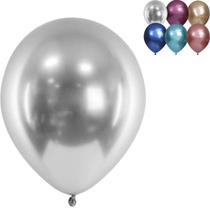 Pacote Com 25 Balões Bexiga Cromado, Balões 5 Polegadas, Balão Metalizado Brilhante - Balões de Látex