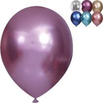 Pacote Com 25 Balões Bexiga Cromado, Balões 5 Polegadas, Balão Metalizado Brilhante