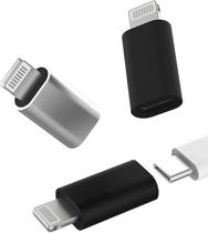 Pacote com 3, adaptador USB-C fêmea para Lightning macho, adaptador Lightning para USB C, cabo adaptador de carregador tipo C para Apple iPhone 12 11