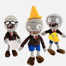 Pacote com 3 brinquedos de pelúcia Dharnsty Plants vs Zombies: Ducky, Newspaper e Conehead Zombies