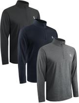 Pacote com 3 camisas de pulôver masculinas Jumgear-life com 1/4 de zíper e ajuste seco