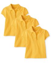 Pacote com 3 camisas polo amarelas The Children's Place Baby Girls 4Y