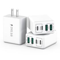 Pacote com 3 carregadores de parede USB C sccvee 40 W e 4 portas Fast Charge Pacote com 3 carregadores de parede USB C sccvee 40 W e 4 portas Fast Charge