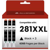 Pacote com 3 cartuchos de tinta ALLWORK CLI-281XXL preto para Canon