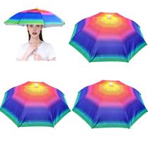 Pacote com 3 chapéus de guarda-chuva Rainbow, 65 cm de diâmetro, impermeável