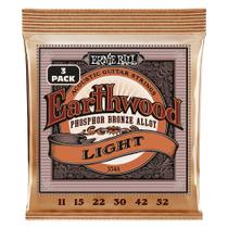 Pacote com 3 cordas de guitarra acústica Ernie Ball Earthwood Light Pacote com 3 cordas de guitarra acústica Ernie Ball Earthwood Light