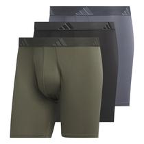 Pacote com 3 cuecas boxer masculinas Adidas, verde-oliva Strata verde/preta/cinza ônix/microfibra, pequena