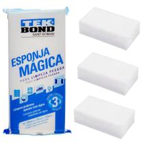 Pacote com 3 Esponjas Magica para Limpeza Pesada Tek Bond