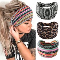 Pacote com 3 faixas de cabelo Boho Wide Stretch para mulheres (15x24cm)