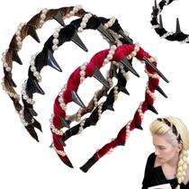 Pacote com 3 faixas de cabelo Pearl High Cranium vintage para mulheres e meninas