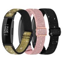 Pacote com 3 faixas elásticas de nylon para Fitbit Inspire Fitness Tracker