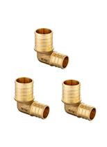 Pacote com 3 farpas de latão redutoras de cotovelo EFIELD Pex de 19 mm x 25 mm