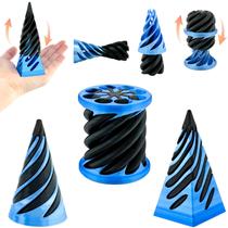 Pacote com 3 Fidget Toy Bigted Spiral Cone Pyramid Passthrough Blue