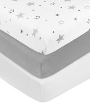 Pacote com 3 lençóis de berço de algodão da American Baby Company 132x71cm Pacote com 3 lençóis de berço de algodão da American Baby Company 132x71cm