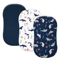 Pacote com 3 lençóis de berço PHF com padrão de tubarão 43x81 cm