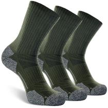 Pacote com 3 meias CWVLC Hiking Crew para homens e mulheres verdes grandes Pacote com 3 meias CWVLC Hiking Crew para homens e mulheres verdes grandes