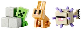 Pacote com 3 minibonecos: Minecraft Elder Guardian, Sneaky Creeper e Rabbit