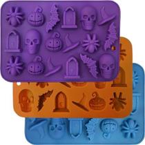 Pacote com 3 moldes de goma de chocolate de silicone para Halloween