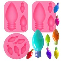 Pacote com 3 moldes para fondant Christmas Light da muyulin, silicone de qualidade alimentar