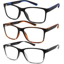 Pacote com 3 óculos de leitura JJWELL Blue Light Blocking para homens