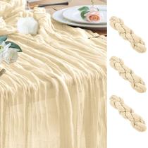 Pacote com 3 panos de algodão bege Table Runner Wokceer 89x305 cm