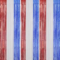 Pacote com 3 panos de fundo com franjas metálicas DECOCKRAT vermelho, branco e azul