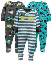 Pacote com 3 pijamas com pés de lã resistentes ao fogo para meninos, 5T Pacote com 3 pijamas com pés de lã resistentes ao fogo para meninos, 5T