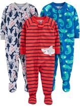 Pacote com 3 pijamas resistentes a chamas para bebês e meninos, 6-9 m