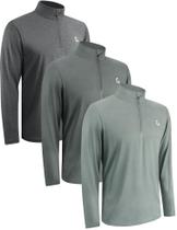 Pacote com 3 pulôveres masculinos Jumgear-Life com zíper, cinza M