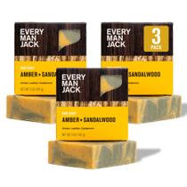 Pacote com 3 sabonetes em barra Every Man Jack Cold Processed Subtle Amber + Sandalwood Scent Pacote com 3 sabonetes em barra Every Man Jack Cold Processed Subtle Amber + Sandalwood Scent