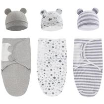 Pacote com 3 sacos de dormir Baby Swaddle com conjunto de chapéus Exemaba Pacote com 3 sacos de dormir Baby Swaddle com conjunto de chapéus Exemaba