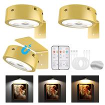 Pacote com 3 unidades douradas recarregáveis sem fio Picture Lights Tututry Pacote com 3 unidades douradas recarregáveis sem fio Picture Lights Tututry