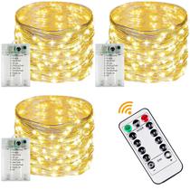 Pacote com 3 unidades operadas por bateria Fairy Lights YIQU 240 LED 78FT