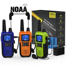 Pacote com 3 Walkie Talkies Topsung, recarregável de longo alcance, com NOAA Pacote com 3 Walkie Talkies Topsung, recarregável de longo alcance, com NOAA