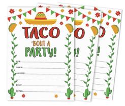 Pacote com 30 Convites para Festa Taco Bout Party, Convites Fiesta com Envelopes para Preencher - Inkdotpot Pacote com 30 Convites para Festa Taco Bout Party, Convites Fiesta com Envelopes para Preencher - Inkdotpot