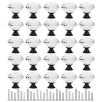 Pacote com 30 maçanetas de gaveta de cristal YourGift, 30 mm, pretas